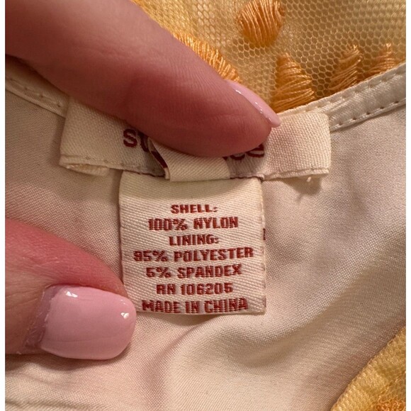 Sundance Deep Yellow Romantic Dress 10 Lace Embroidery Occasion Sleeveless Boho - Picture 12 of 14